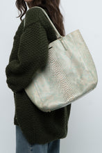 Load image into Gallery viewer, BRAHMIN x Teal, Cream Irridescent Leather Tote