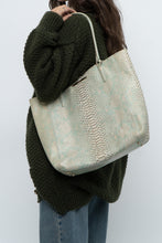 Load image into Gallery viewer, BRAHMIN x Teal, Cream Irridescent Leather Tote