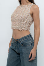 Load image into Gallery viewer, Vintage x Baby Pink Pearl Beaded Cropped Knit Tank (S, B-C Cup)