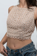 Load image into Gallery viewer, Vintage x Baby Pink Pearl Beaded Cropped Knit Tank (S, B-C Cup)