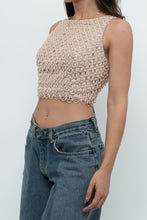 Load image into Gallery viewer, Vintage x Baby Pink Pearl Beaded Cropped Knit Tank (S, B-C Cup)