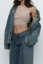 Load image into Gallery viewer, Vintage x Baby Pink Pearl Beaded Cropped Knit Tank (S, B-C Cup)