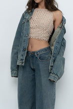 Load image into Gallery viewer, Vintage x Baby Pink Pearl Beaded Cropped Knit Tank (S, B-C Cup)