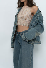 Load image into Gallery viewer, Vintage x Baby Pink Pearl Beaded Cropped Knit Tank (S, B-C Cup)