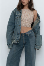 Load image into Gallery viewer, Vintage x Baby Pink Pearl Beaded Cropped Knit Tank (S, B-C Cup)