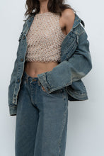 Load image into Gallery viewer, Vintage x Baby Pink Pearl Beaded Cropped Knit Tank (S, B-C Cup)