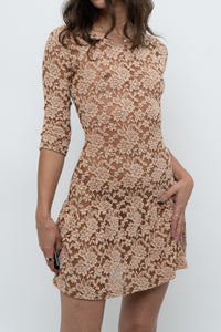 Vintage x Tan Lace Drop Waist Mini (XS, S)