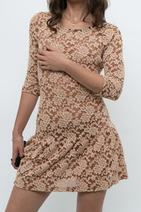 Vintage x Tan Lace Drop Waist Mini (XS, S)