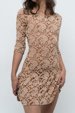 Load image into Gallery viewer, Vintage x Tan Lace Drop Waist Mini (XS, S)