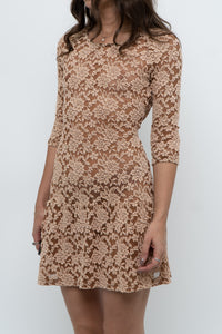 Vintage x Tan Lace Drop Waist Mini (XS, S)
