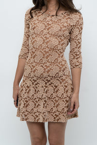 Vintage x Tan Lace Drop Waist Mini (XS, S)
