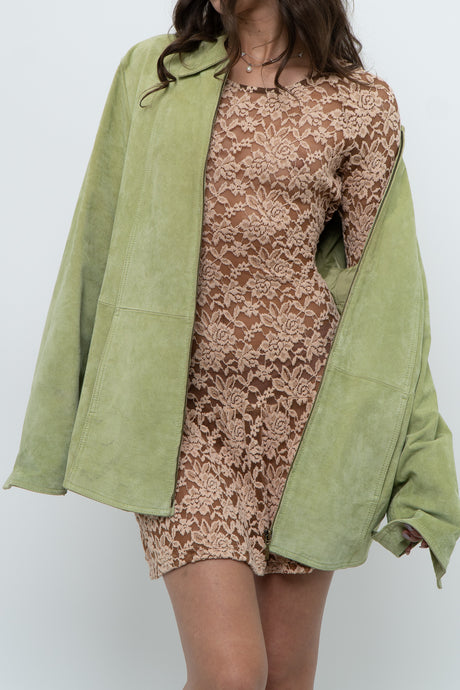 Vintage x Tan Lace Drop Waist Mini (XS, S)