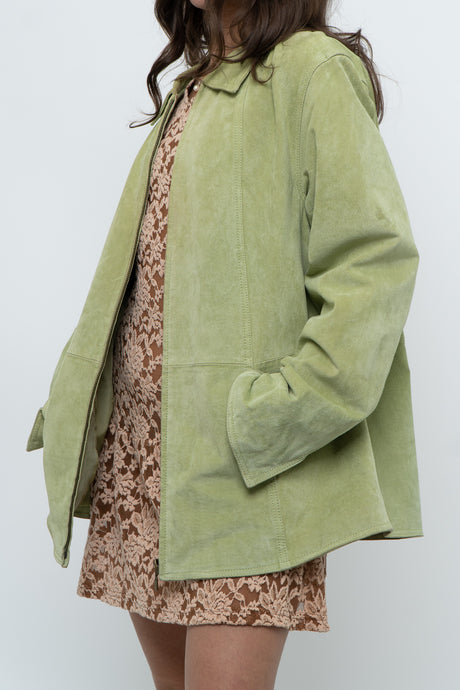 Vintage x Light Green Suede Oversized Jacket (S-L)