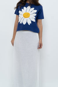 Vintage x Made in Italy x White Linen Maxi Skirt (M, L)