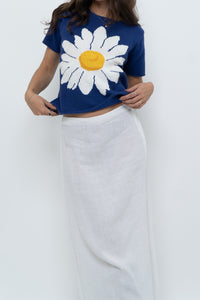 Vintage x Made in Italy x White Linen Maxi Skirt (M, L)