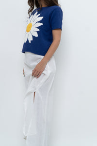 Vintage x Made in Italy x White Linen Maxi Skirt (M, L)