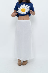 Vintage x Made in Italy x White Linen Maxi Skirt (M, L)