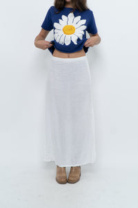 Vintage x Made in Italy x White Linen Maxi Skirt (M, L)