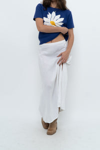 Vintage x Made in Italy x White Linen Maxi Skirt (M, L)
