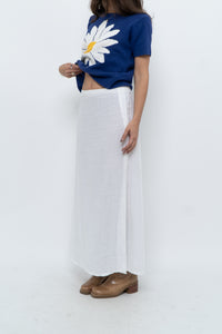 Vintage x Made in Italy x White Linen Maxi Skirt (M, L)