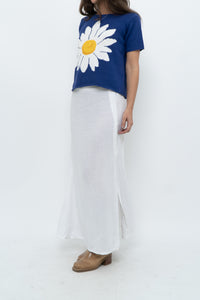 Vintage x Made in Italy x White Linen Maxi Skirt (M, L)