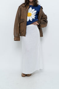 Vintage x Made in Italy x White Linen Maxi Skirt (M, L)