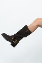 Load image into Gallery viewer, MICHAEL KORS x Deadstock Dark Brown Suede Biker Boot (7, 7.5)