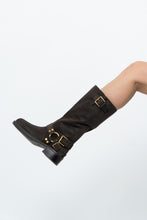 Load image into Gallery viewer, MICHAEL KORS x Deadstock Dark Brown Suede Biker Boot (7, 7.5)