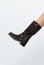 Load image into Gallery viewer, MICHAEL KORS x Deadstock Dark Brown Suede Biker Boot (7, 7.5)