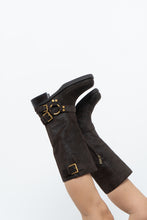 Load image into Gallery viewer, MICHAEL KORS x Deadstock Dark Brown Suede Biker Boot (7, 7.5)