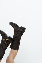 Load image into Gallery viewer, MICHAEL KORS x Deadstock Dark Brown Suede Biker Boot (7, 7.5)