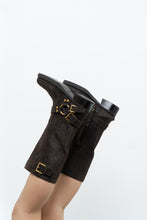 Load image into Gallery viewer, MICHAEL KORS x Deadstock Dark Brown Suede Biker Boot (7, 7.5)