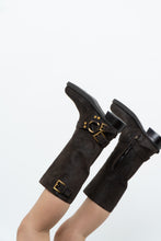Load image into Gallery viewer, MICHAEL KORS x Deadstock Dark Brown Suede Biker Boot (7, 7.5)