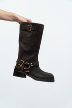 Load image into Gallery viewer, MICHAEL KORS x Deadstock Dark Brown Suede Biker Boot (7, 7.5)