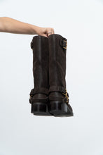 Load image into Gallery viewer, MICHAEL KORS x Deadstock Dark Brown Suede Biker Boot (7, 7.5)