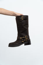 Load image into Gallery viewer, MICHAEL KORS x Deadstock Dark Brown Suede Biker Boot (7, 7.5)