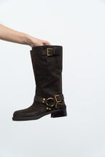 Load image into Gallery viewer, MICHAEL KORS x Deadstock Dark Brown Suede Biker Boot (7, 7.5)
