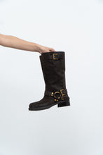 Load image into Gallery viewer, MICHAEL KORS x Deadstock Dark Brown Suede Biker Boot (7, 7.5)