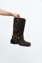 Load image into Gallery viewer, MICHAEL KORS x Deadstock Dark Brown Suede Biker Boot (7, 7.5)