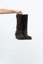 Load image into Gallery viewer, MICHAEL KORS x Deadstock Dark Brown Suede Biker Boot (7, 7.5)