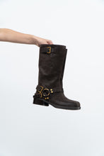 Load image into Gallery viewer, MICHAEL KORS x Deadstock Dark Brown Suede Biker Boot (7, 7.5)