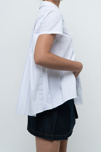 GIORGIO ARMANI x White Pleated Cotton Blouse (XS, S)