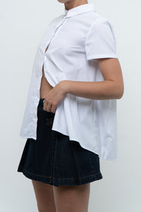 GIORGIO ARMANI x White Pleated Cotton Blouse (XS, S)