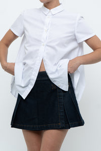 GIORGIO ARMANI x White Pleated Cotton Blouse (XS, S)