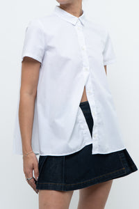 GIORGIO ARMANI x White Pleated Cotton Blouse (XS, S)