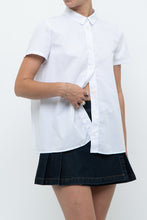 Load image into Gallery viewer, GIORGIO ARMANI x White Pleated Cotton Blouse (XS, S)