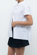 Load image into Gallery viewer, GIORGIO ARMANI x White Pleated Cotton Blouse (XS, S)