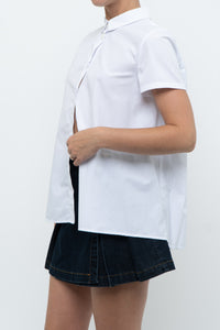 GIORGIO ARMANI x White Pleated Cotton Blouse (XS, S)