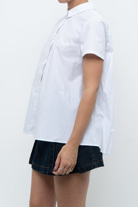 GIORGIO ARMANI x White Pleated Cotton Blouse (XS, S)