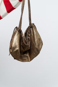 Vintage x Brown, Gold Shimmer Slouch Purse